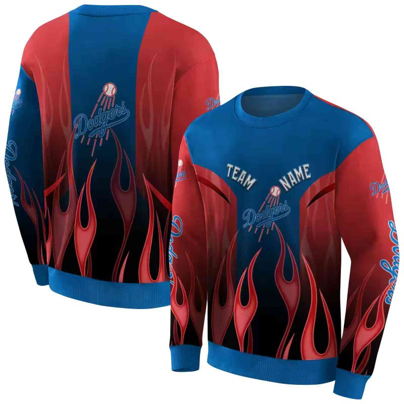 Personalized Los Angeles Dodgers Flame AOP Sweatshirt 1