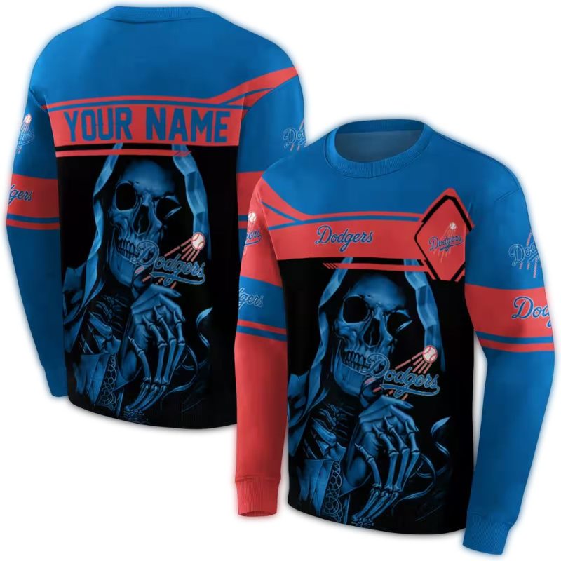 Personalized Los Angeles Dodgers Grim Reaper AOP Sweatshirt 1