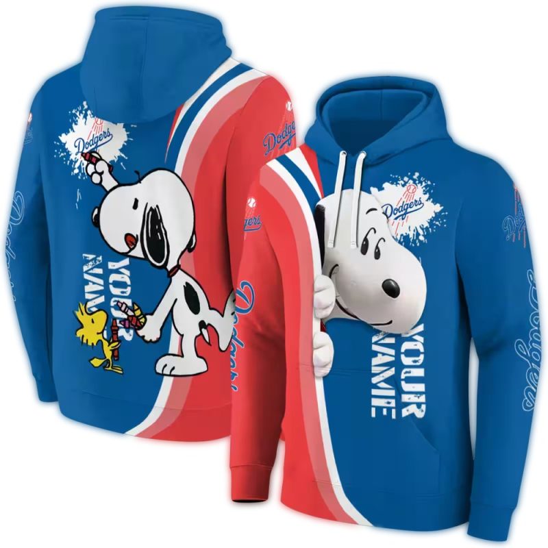 Personalized Los Angeles Dodgers Peeking Snoopy AOP Hoodie 1