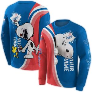 Personalized Los Angeles Dodgers Peeking Snoopy All Over Print Sweatshirt