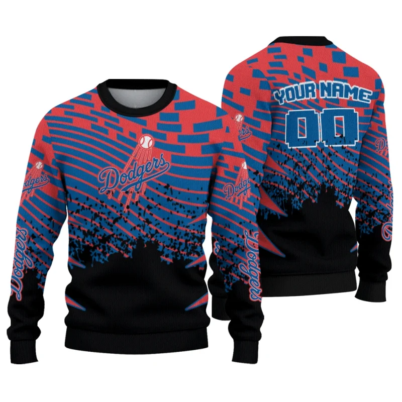 Personalized Los Angeles Dodgers Pixel Flow Ugly Sweater 1