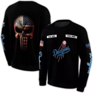 Personalized Los Angeles Dodgers Punisher Skull All Over Print Sweatshirt