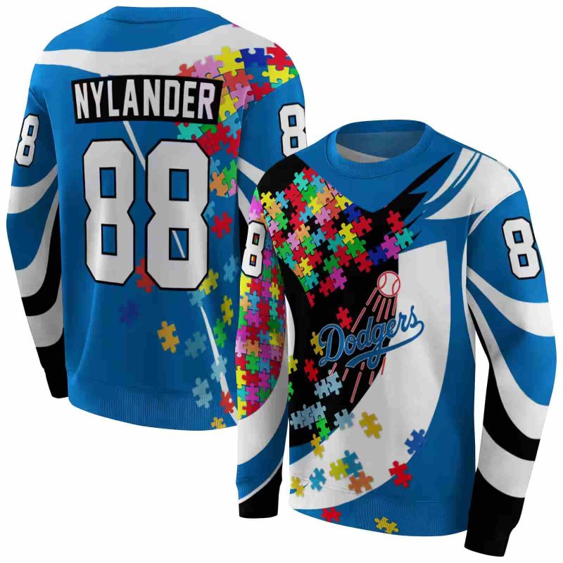 Personalized Los Angeles Dodgers Puzzle Pieces AOP Sweatshirt 1