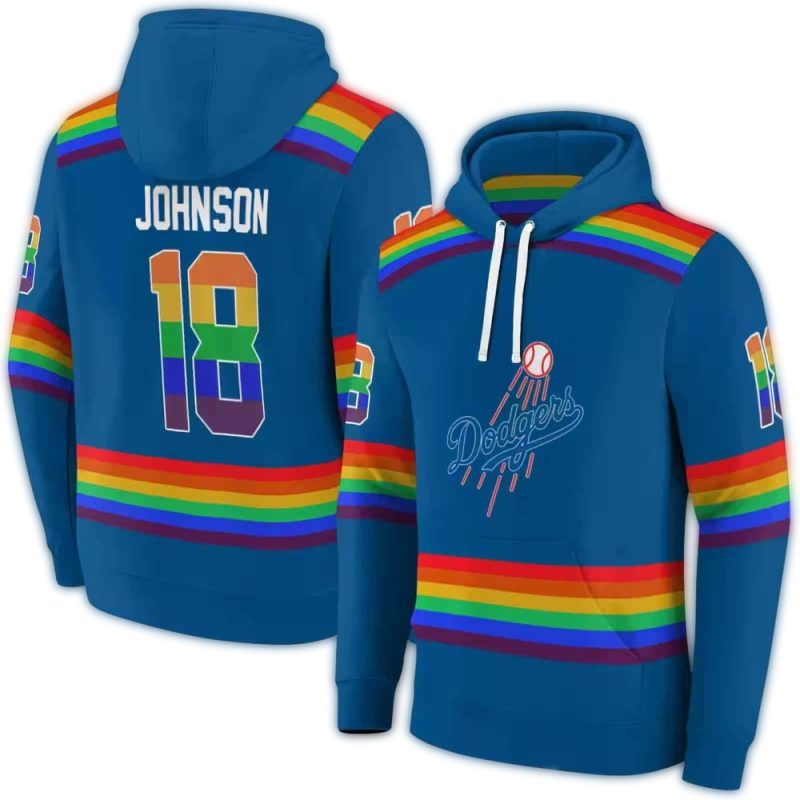 Personalized Los Angeles Dodgers Rainbow Stripes AOP Hoodie 1