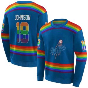 Personalized Los Angeles Dodgers Rainbow Stripes All Over Print Sweatshirt