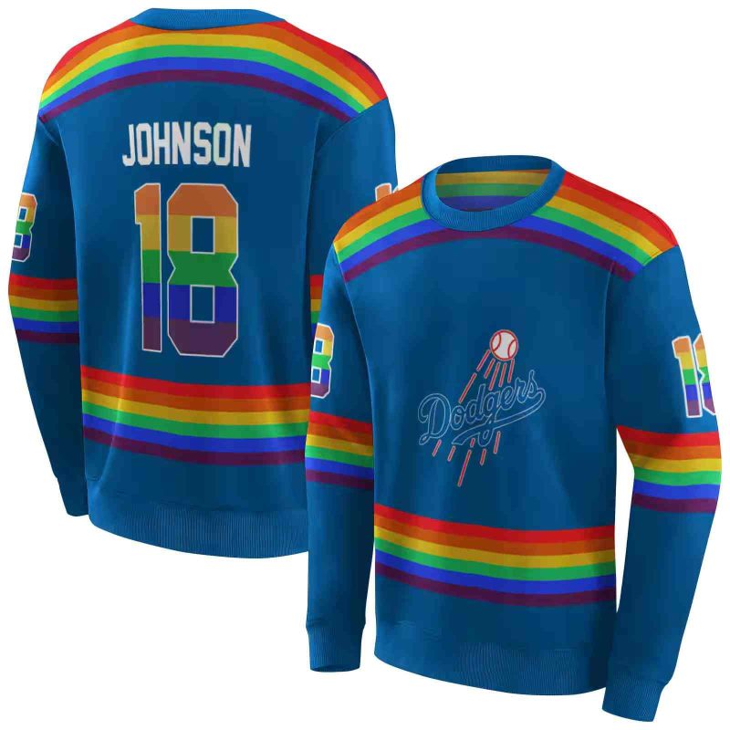 Personalized Los Angeles Dodgers Rainbow Stripes AOP Sweatshirt 1