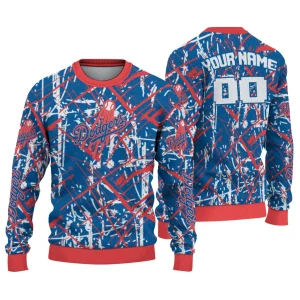 Personalized Los Angeles Dodgers Streak Overlay Ugly Sweater