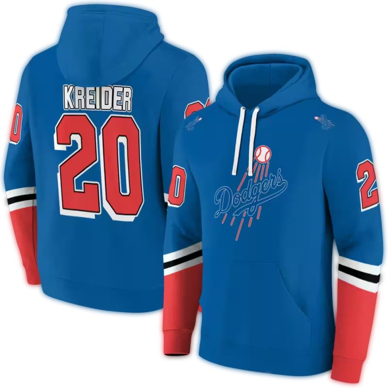 Personalized Los Angeles Dodgers Striped AOP Hoodie 1
