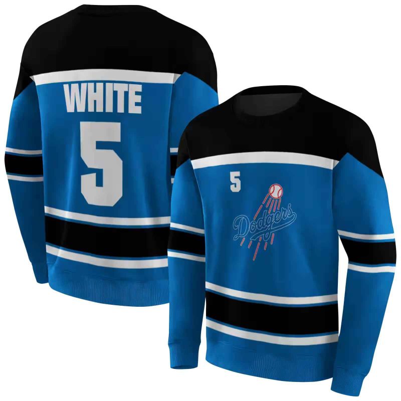 Personalized Los Angeles Dodgers Striped Pattern AOP Sweatshirt 1