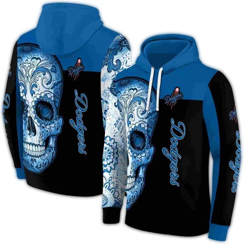 Personalized Los Angeles Dodgers Sugar Skull AOP Hoodie 1