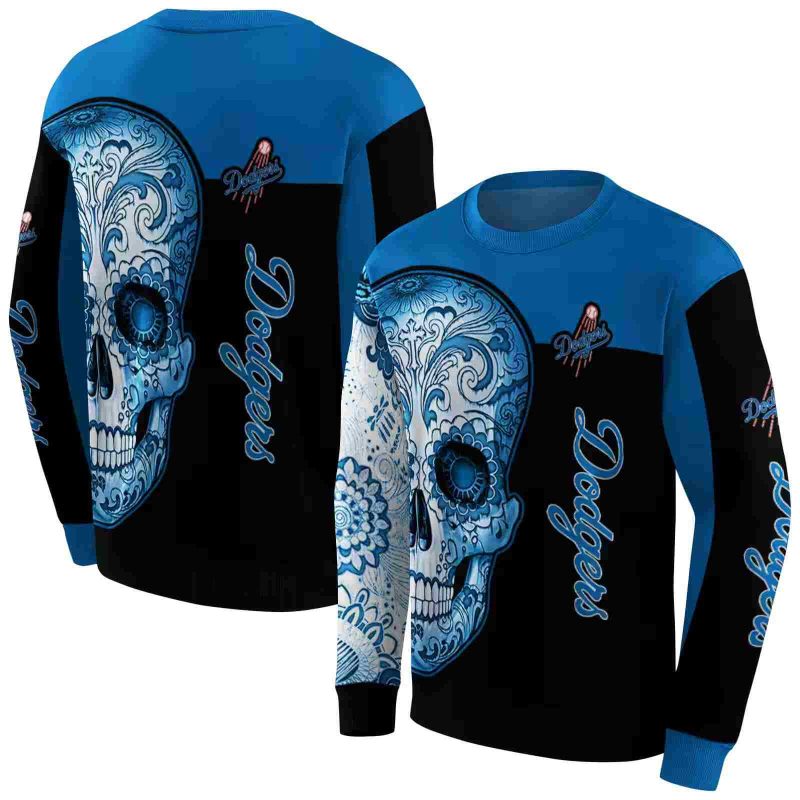 Personalized Los Angeles Dodgers Sugar Skull AOP Sweatshirt 1