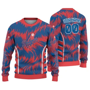 Personalized Los Angeles Dodgers Swirl Flow Ugly Sweater