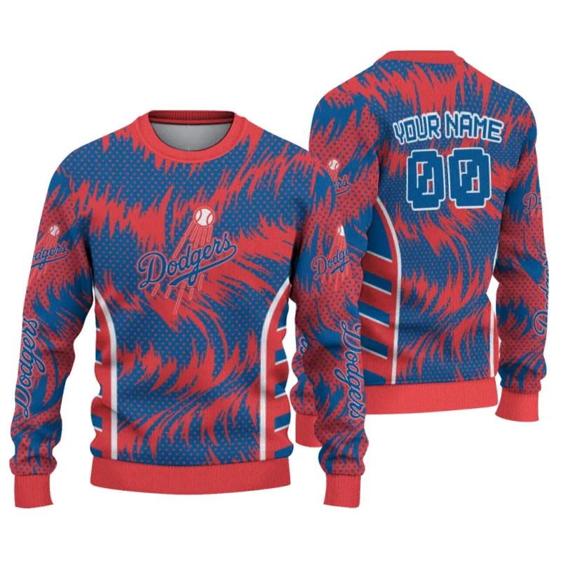 Personalized Los Angeles Dodgers Swirl Flow Ugly Sweater 1