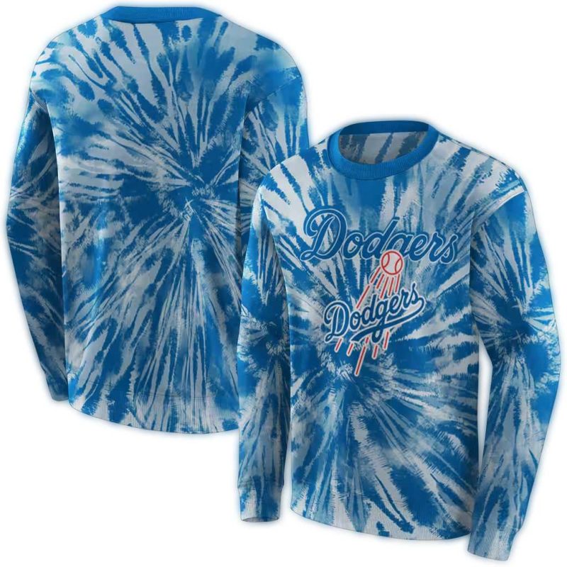 Personalized Los Angeles Dodgers Tie Dye Pattern AOP Sweatshirt 1