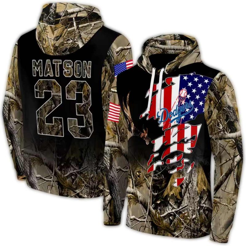 Personalized Los Angeles Dodgers Tree Camo AOP Hoodie 1