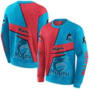 Custom Miami Marlins Abstract Pattern All-Over Print Sweatshirt