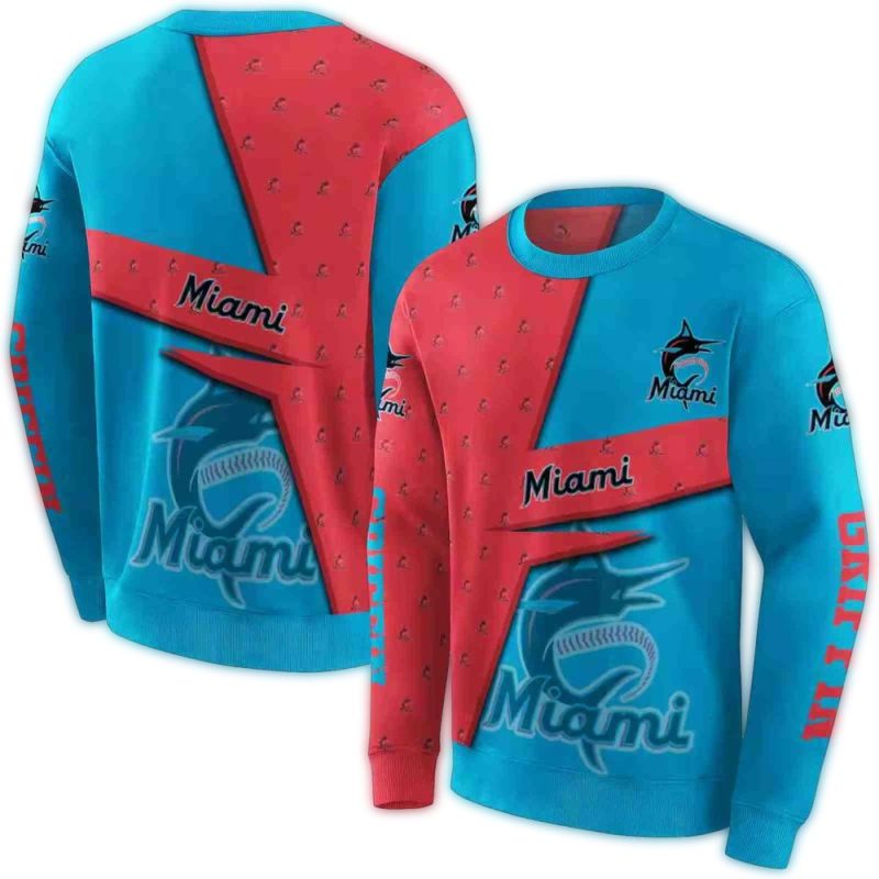 Personalized Miami Marlins Abstract Shape AOP Sweatshirt 1