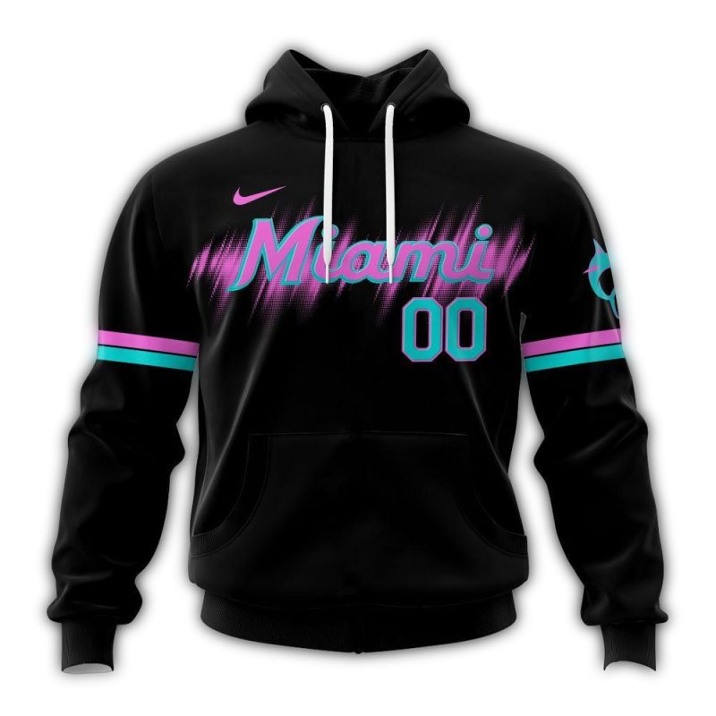 Personalized Miami Marlins Alternate Concept Black Funny AOP Hoodie 1