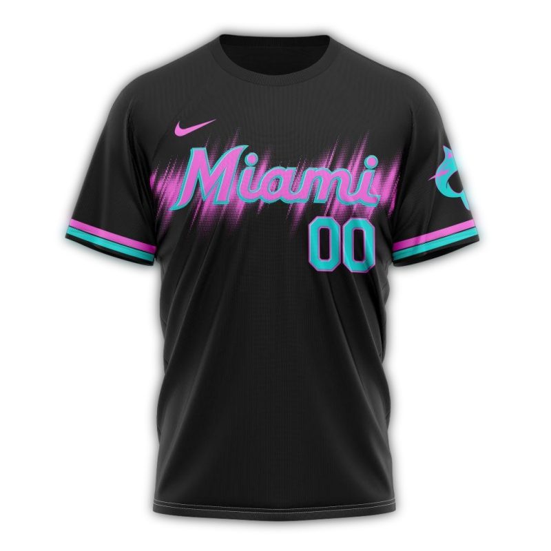 Personalized Miami Marlins Alternate Concept Black Funny AOP T Shirt 1