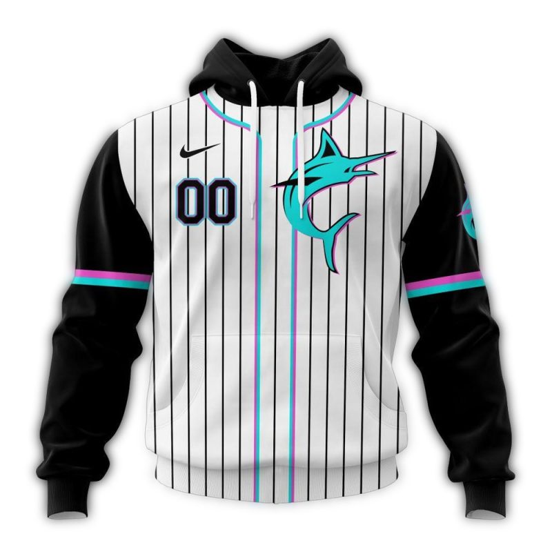 Personalized Miami Marlins Alternate Concept Stripe AOP Hoodie 1