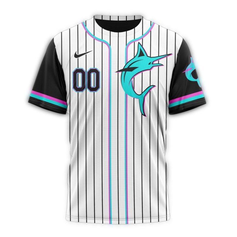 Personalized Miami Marlins Alternate Concept Stripe AOP T Shirt 1