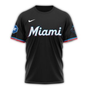 Custom Miami Marlins Black All Over Print T-Shirt - Perfect For Fans!