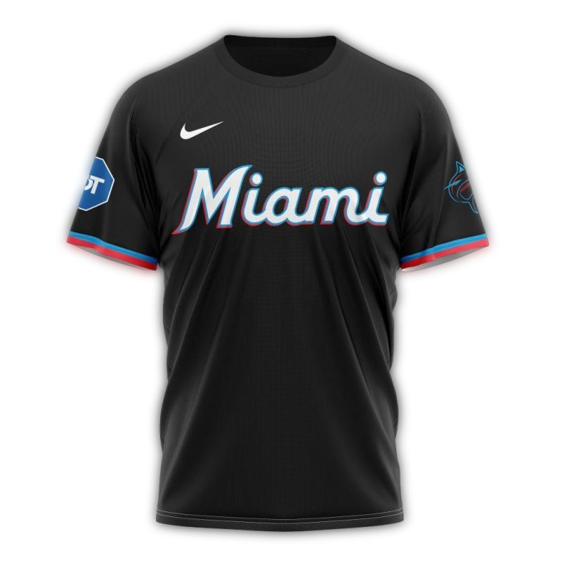 Personalized Miami Marlins Alternate Kits Black AOP T Shirt 1