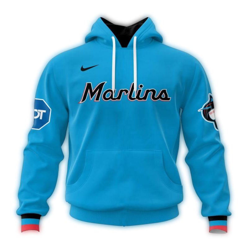 Personalized Miami Marlins Alternate Kits Blue AOP Hoodie 1
