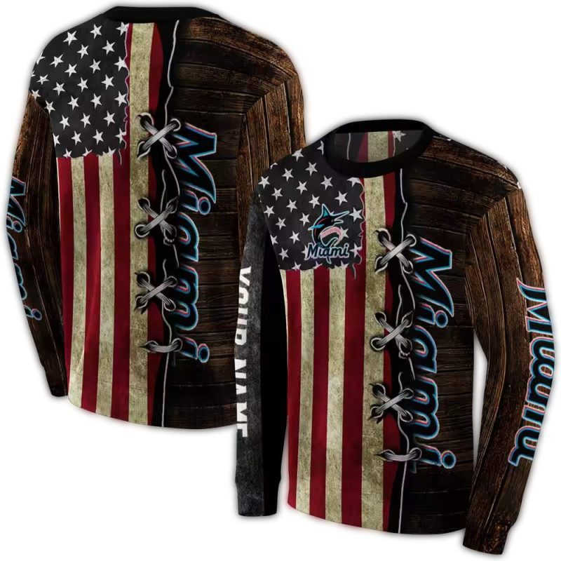 Personalized Miami Marlins American Pride AOP Sweatshirt 1