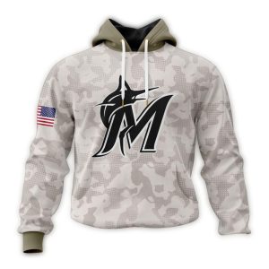 Custom Miami Marlins Armed Forces Day All-Over Print Hoodie