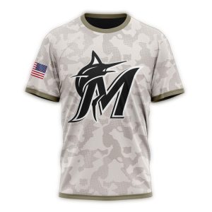 Custom Miami Marlins Armed Forces Day All-Over Print T-Shirt