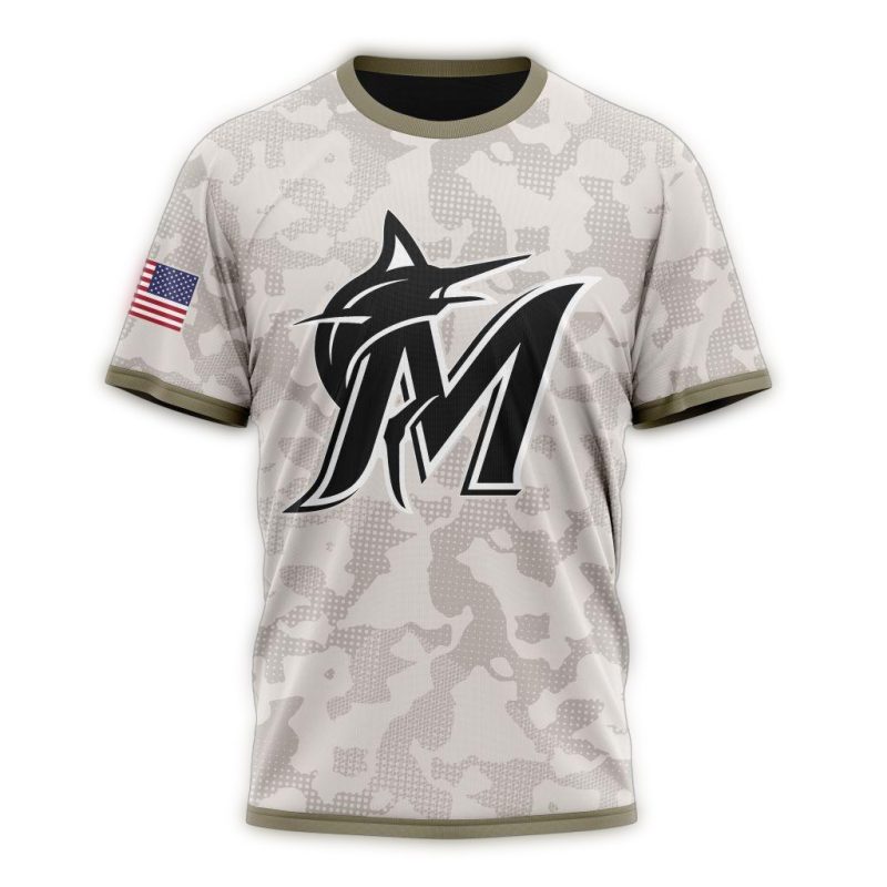 Personalized Miami Marlins Armed Forces Day AOP T Shirt 1