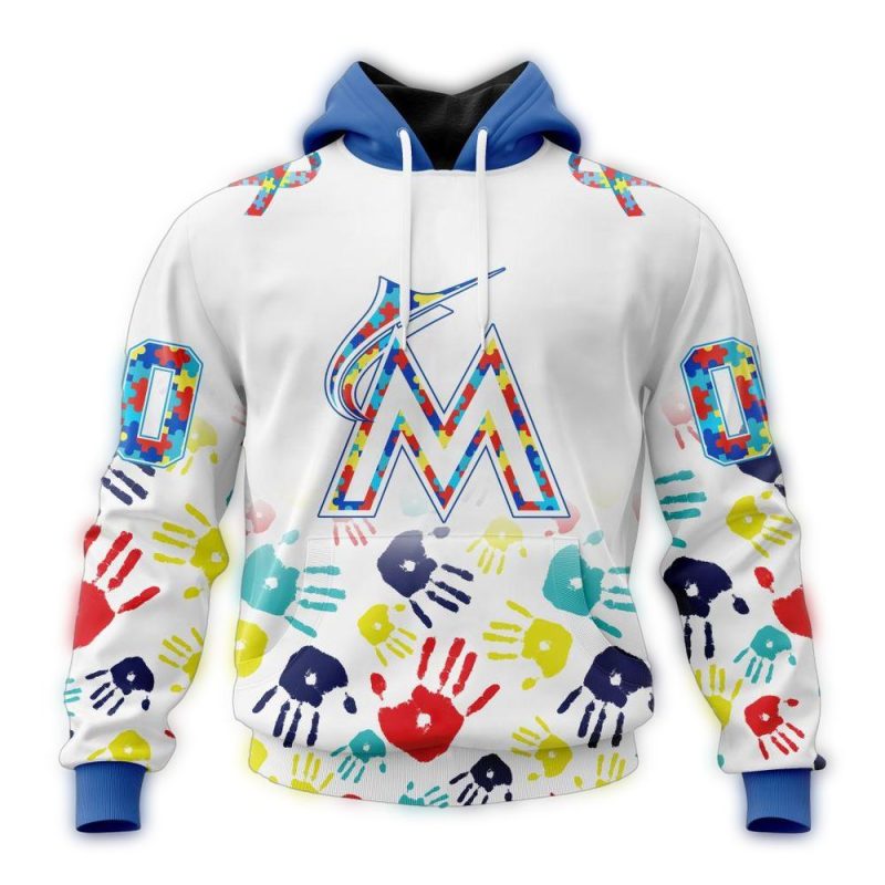 Personalized Miami Marlins Autism Awareness AOP Hoodie 1