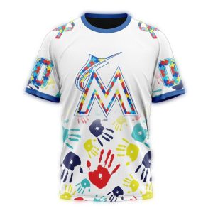 Custom Miami Marlins Autism Awareness All-Over Print T-Shirt