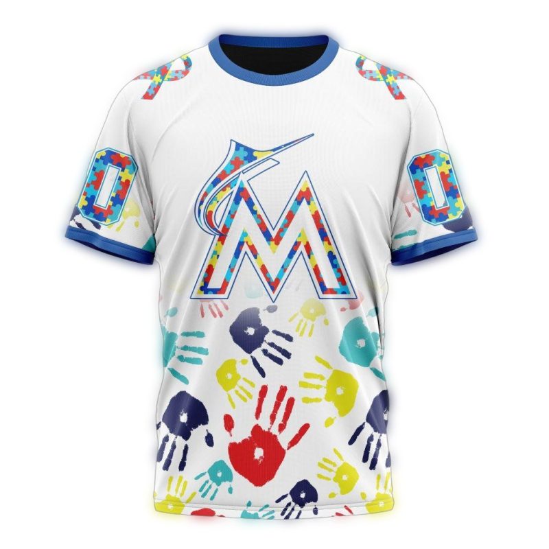 Personalized Miami Marlins Autism Awareness AOP T Shirt 1