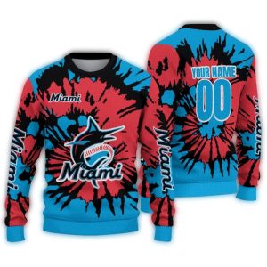 Personalized Miami Marlins Burst Swirl Sweatshirt For Fans