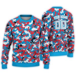 Personalized Miami Marlins Camouflage Ugly Sweater For Fans