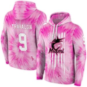 Custom Miami Marlins Pink Cancer Support Hoodie - All Over Print