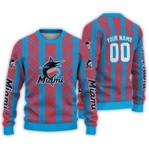 Personalized Miami Marlins Chevron Rows Sweatshirt - Unique Fan Wear