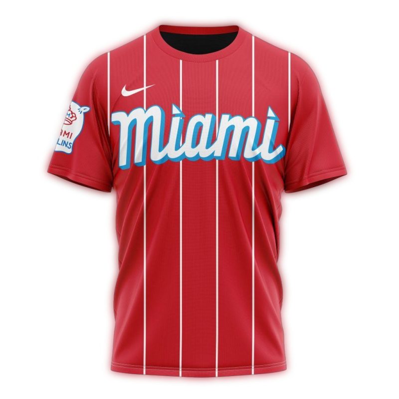 Personalized Miami Marlins City Connect 2024 Stripe AOP T Shirt 1