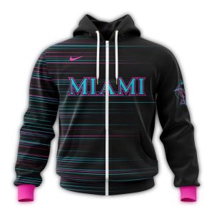Custom Miami Marlins 2025 City Connect All-Over Print Hoodie