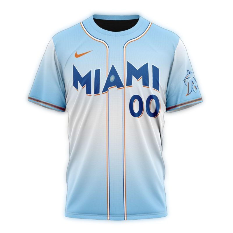 Personalized Miami Marlins City Connect Concept Stripe AOP T Shirt 1