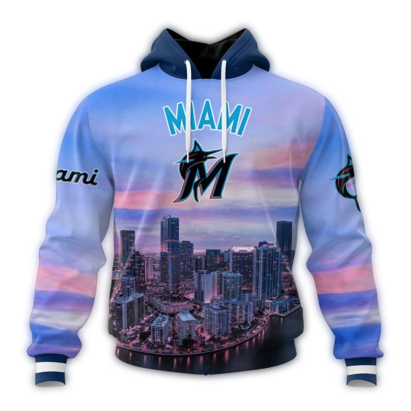 Personalized Miami Marlins Cityscape AOP Hoodie 1