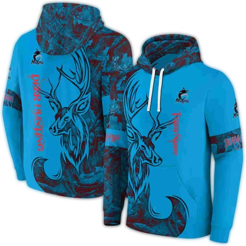Personalized Miami Marlins Deer Silhouette AOP Hoodie 1
