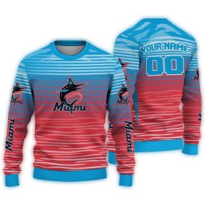 Personalized Miami Marlins Ugly Sweater | Diamond Mesh Design