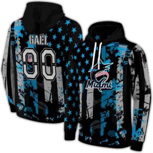 Custom Miami Marlins Distressed Flag All-Over Print Hoodie For Fans