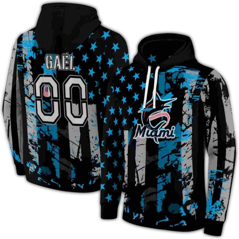 Personalized Miami Marlins Distressed Flag AOP Hoodie 1