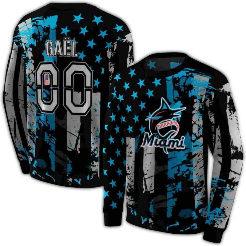Personalized Miami Marlins Distressed Flag AOP Sweatshirt 1