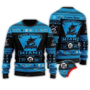Personalized Miami Marlins 1993 Christmas Ugly Sweater For Fans
