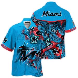Custom Miami Marlins Floral Leaf Hawaiian Shirt For Tropical Style